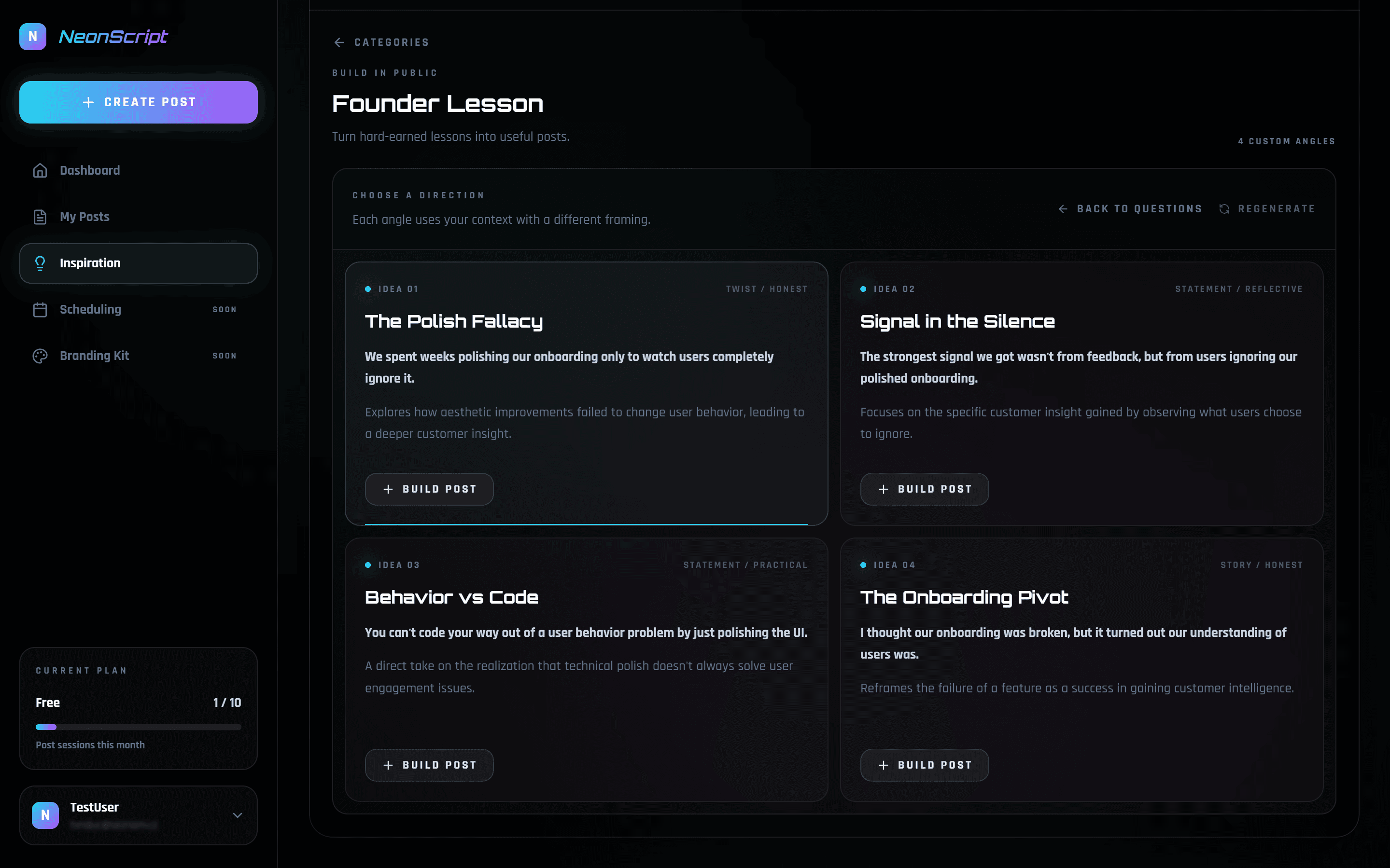 NeonScript idea capture workflow preview